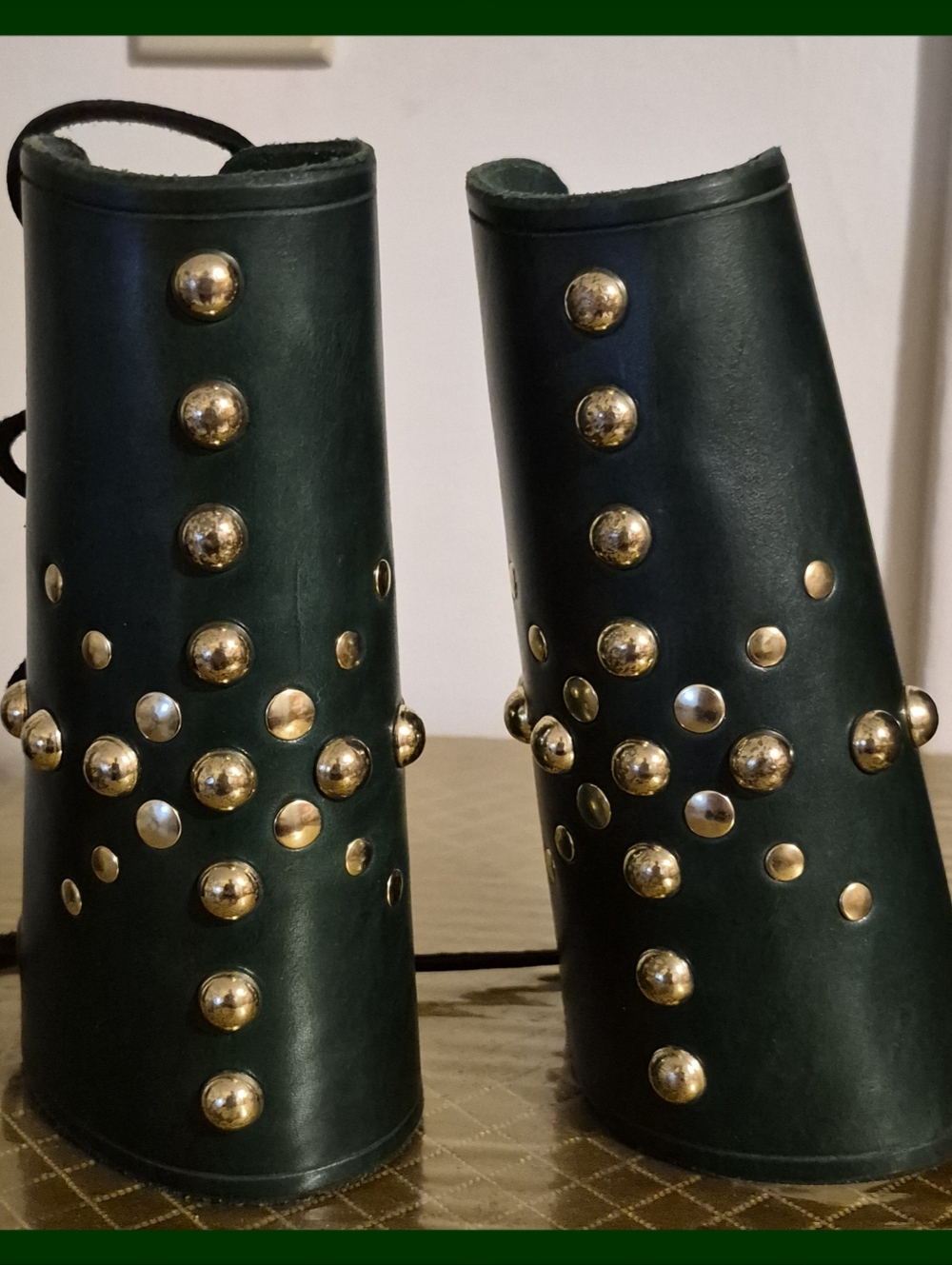 Lusty Leather Artisian Leather Sunburst Studded Arm Braces w/Cowhide Lacing